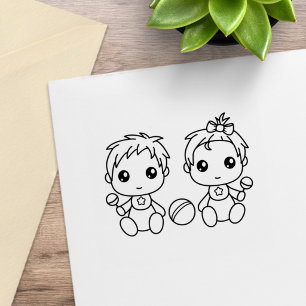 Zwillinge Baby Junge Mädchen Color Me Gummistempel