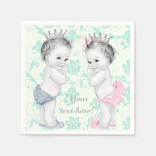 Zwillinge-Baby-Party für Prinz und Prinzessin Serviette