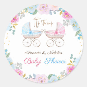 Zwillinge-Baby-Party  Runder Aufkleber