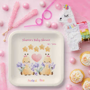 Zwillinge-Baby-Party Süße Giraffen-Baby-Party Pappteller