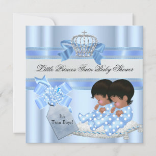 Zwillinge Baby Shower Jungen Blaue Kleiner Prinz K Einladung