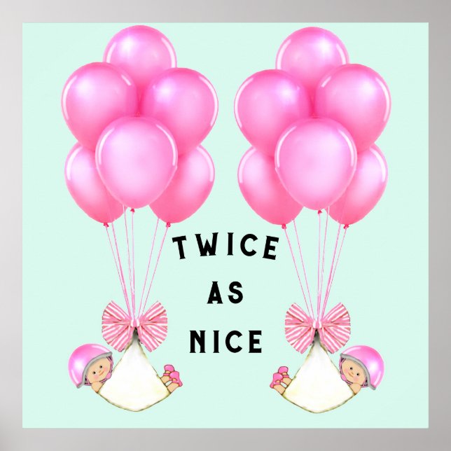 Zwillinge Baby Shower Mädchen Poster (Vorne)
