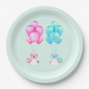 Zwillinge Baby Shower Pappteller