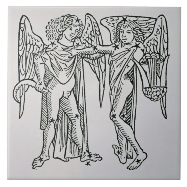 Zwillinge (die Zwillinge) eine Illustration vom Fliese (Vorderseite)