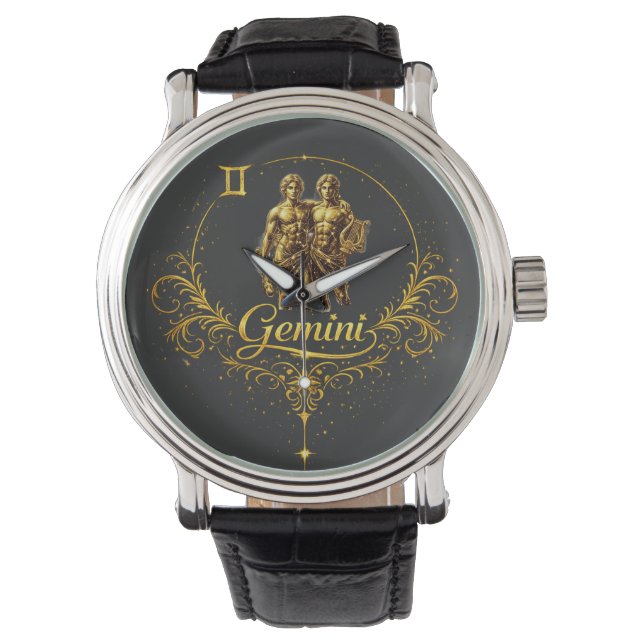 Zwillinge Einzigartiges Sternzeichen, Sternzeichen Armbanduhr (Vorderseite)