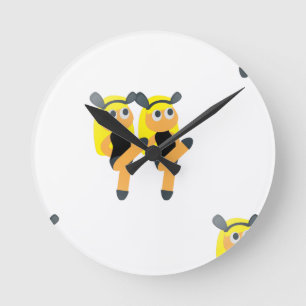 Zwillinge Emoji Runde Wanduhr