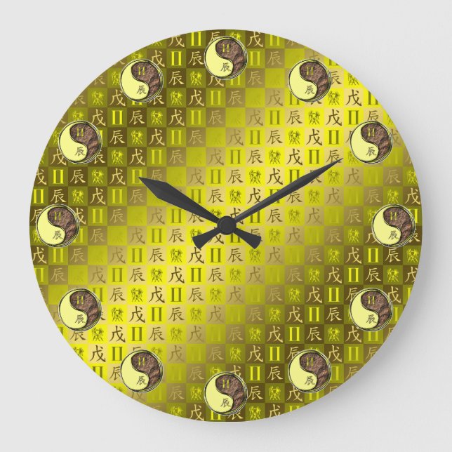 Zwillinge & Erddrache Große Wanduhr (Vorderseite)