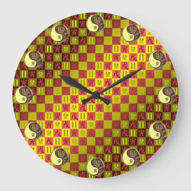 Zwillinge & Erdtiger Große Wanduhr (Vorderseite)