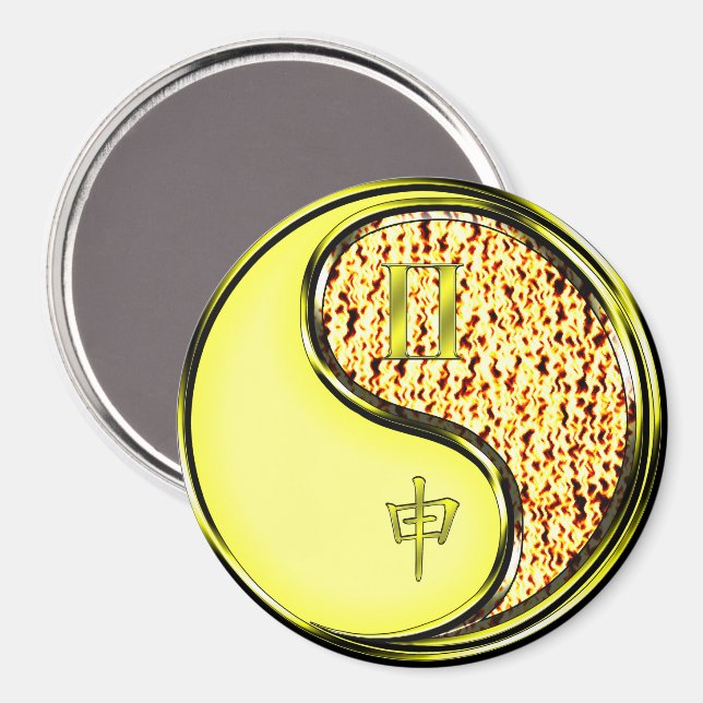 Zwillinge & Feuer Affe Magnet (Vorderseite/Rückseite)