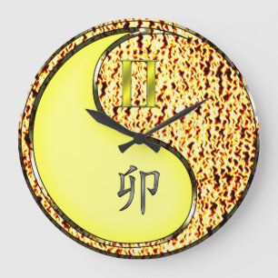 Zwillinge & Feuer Kaninchen Große Wanduhr