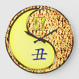 Zwillinge & Feuer Ochse Große Wanduhr