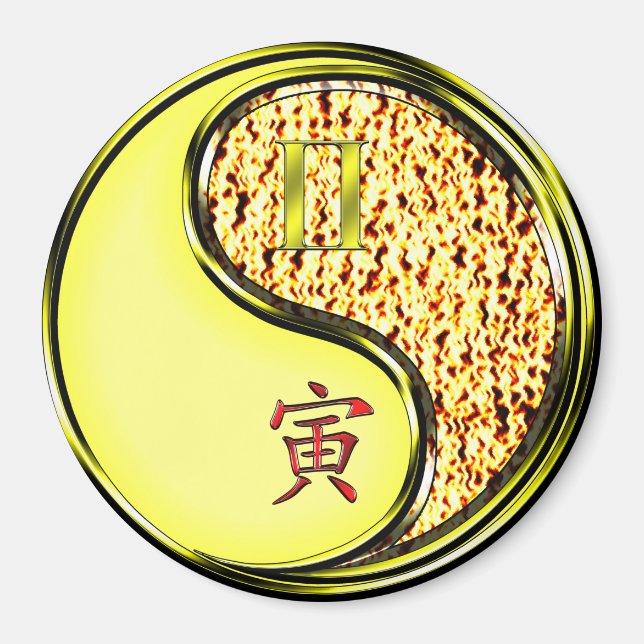 Zwillinge & Feuer Tiger Magnet (Vorne)