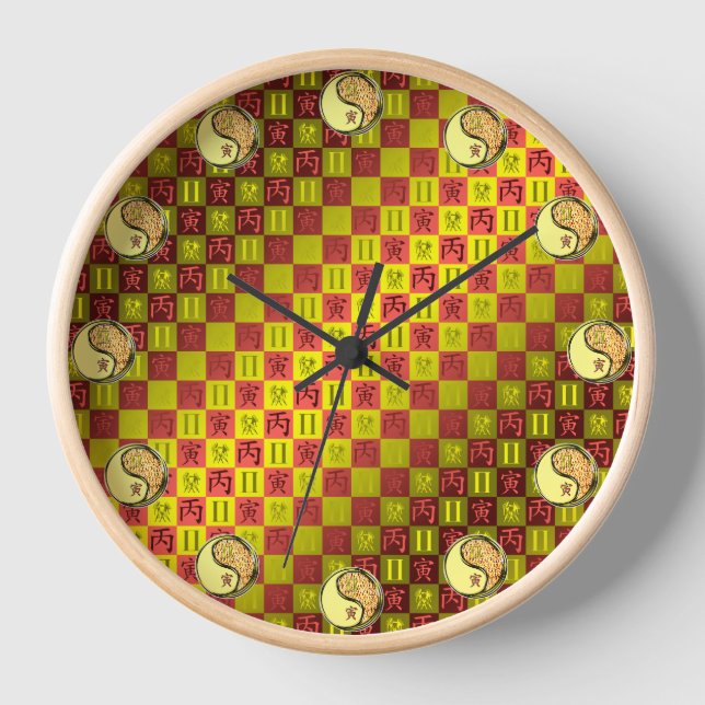 Zwillinge & Feuer Tiger Uhr (Vorderseite)