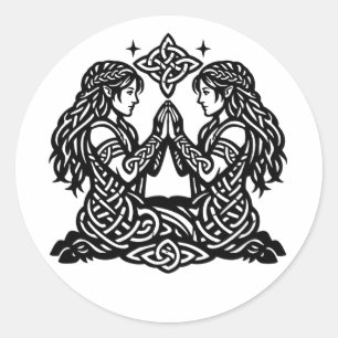 Zwillinge — Heimgesuchte Tinten-Zodiak-Zwillinge Runder Aufkleber
