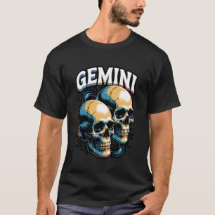 Zwillinge Hexerei Sternzeichen Kunst Schädel Konst T-Shirt