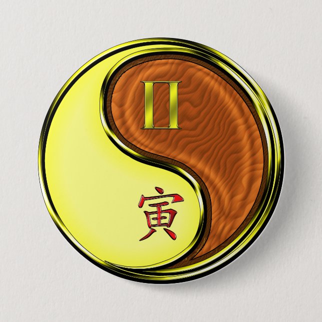 Zwillinge & Holz Tiger Button (Vorderseite)