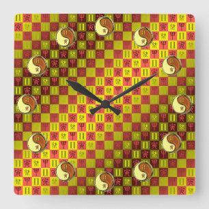 Zwillinge & Holz Tiger Quadratische Wanduhr