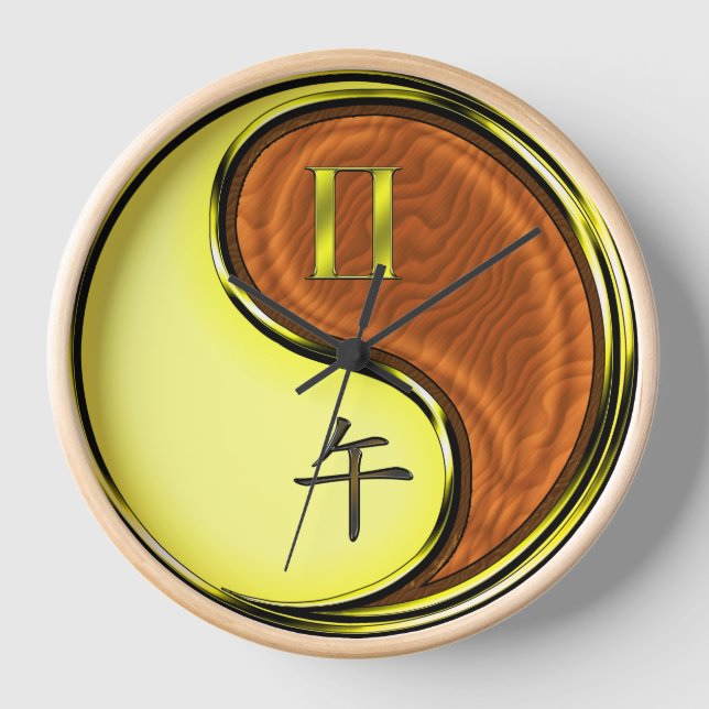 Zwillinge & Holzpferd Uhr (Vorderseite)