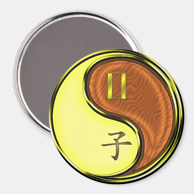 Zwillinge & Holzratte Magnet (Vorderseite/Rückseite)