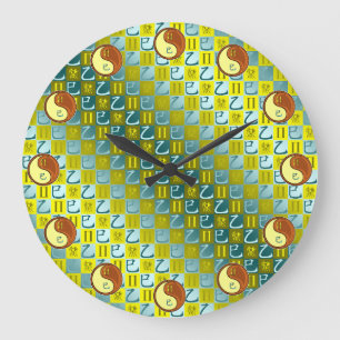 Zwillinge & Holzschlange Große Wanduhr