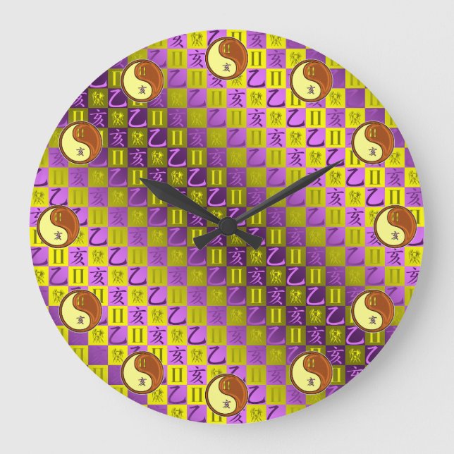 Zwillinge & Holzschwein Große Wanduhr (Vorderseite)