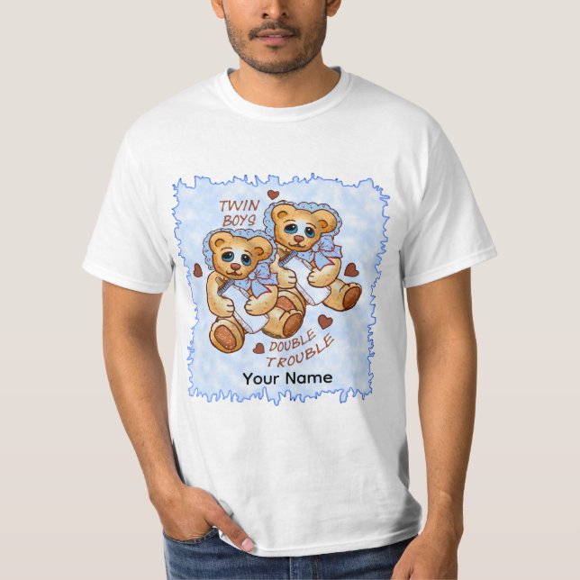 Zwillinge Jungen Ärger T-Shirt (Vorderseite)