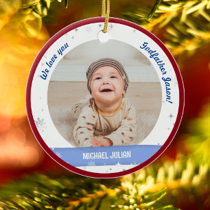 Zwillinge Jungen Fotos Patenonkel Erstes Weihnacht Keramik Ornament