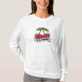 Zwillinge Mädchen Ankündigung It's Twins Kirschen T-Shirt
