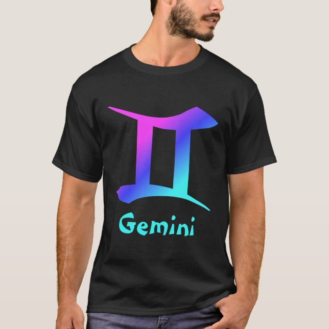 Zwillinge Magneta blaues Aqua-Horoskop-Zeichen T-Shirt (Vorderseite)