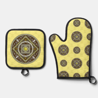 Zwillinge Mandala Ofenhandschuh & Topflappen-Set