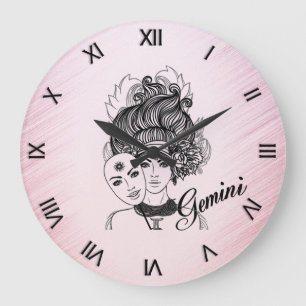 Zwillinge Maskierte Dame Zodiac römische Zahlen Ro Große Wanduhr