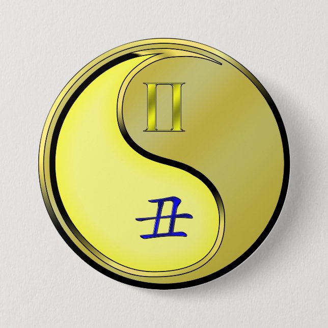 Zwillinge & Metallener Ochse Button (Vorderseite)
