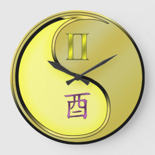 Zwillinge & Metallhahn Große Wanduhr