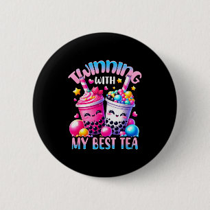 Zwillinge Mit Meinem Tee Bubble Tea Boba Ie Freund Button