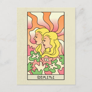Zwillinge Sternzeichen Abstrakte Kunst Vintage Postkarte