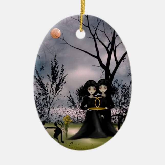 Zwillinge - Tierkreis-Mädchen - Verzierung Keramik Ornament (Vorne)
