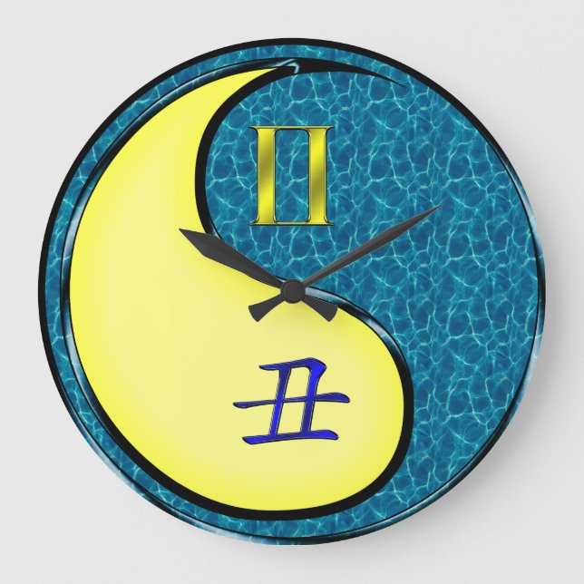 Zwillinge & Wasserbüffel Große Wanduhr (Vorderseite)