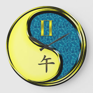 Zwillinge & Wasserpferd Große Wanduhr
