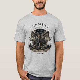 Zwillinge-Wolf-Sternzeichen Herren T-Shirt