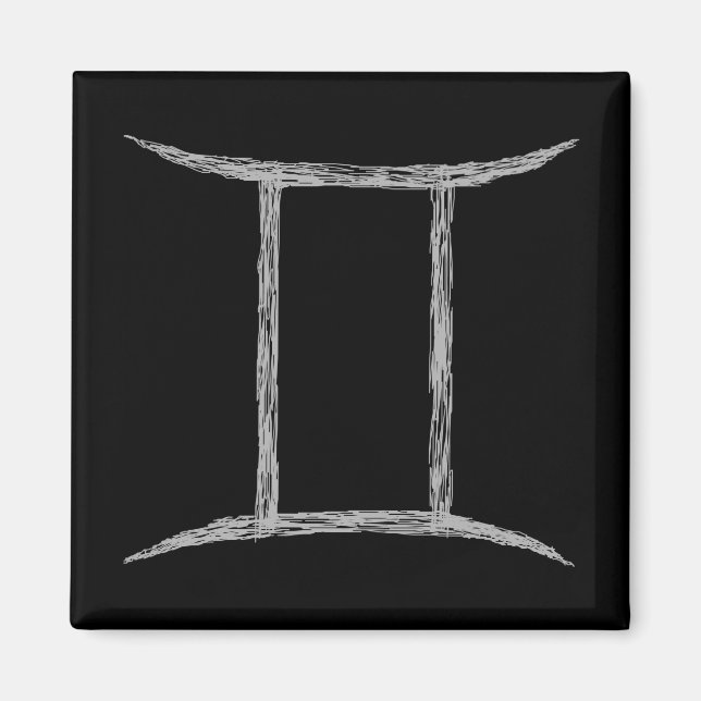 Zwillinge. Zodiac Astrologie Zeichen. Schwarz. Magnet (Vorne)