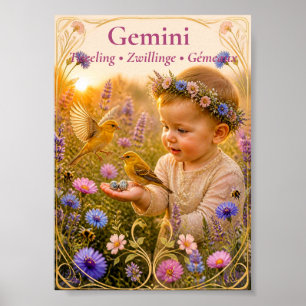 Zwillinge Zodiac Kunst Traumhafte Astrologie Kol Poster