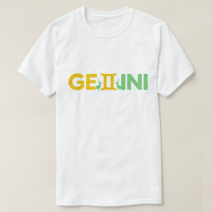 Zwillinge Zodiac Minimalistische Typografie Grün G T-Shirt