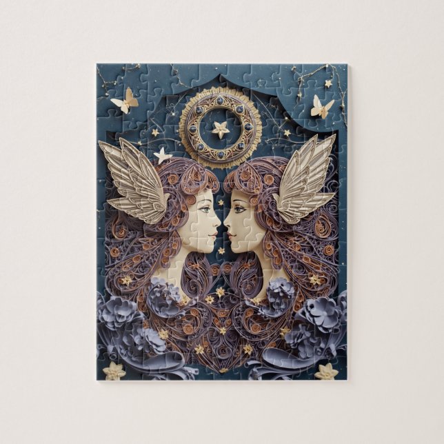 Zwillinge Zodiac Papier Quilling (Vertikal)