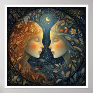 Zwillinge Zodiac Sternzeichen Astrologie Himmlisch Poster