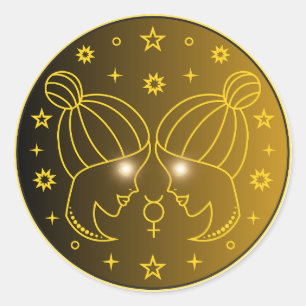 Zwillinge-Zodiak-Emblem   Minimales Himmelsymbol Runder Aufkleber
