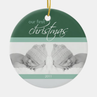 Zwillings-1. Weihnachtsbrauch-Verzierung (Grün 2) Keramik Ornament