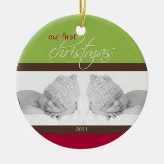 Zwillings-1. Weihnachtsbrauch-Verzierung (Grün) Keramik Ornament
