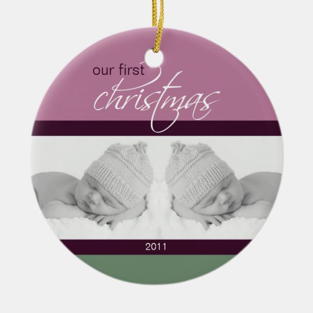 Zwillings-1. Weihnachtsbrauch-Verzierung (Pflaume) Keramikornament (Vorne)
