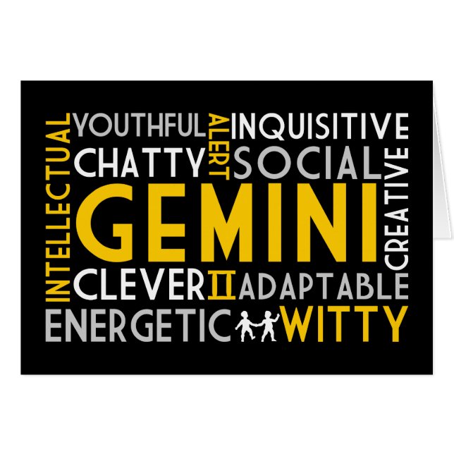Zwillings-Astrologie-Wort-Collagen-Karte (Vorderseite (Horizontal))