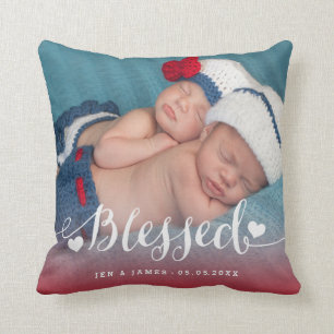 Zwillings-Baby-Geburts-Foto-Andenken-Kissen Kissen